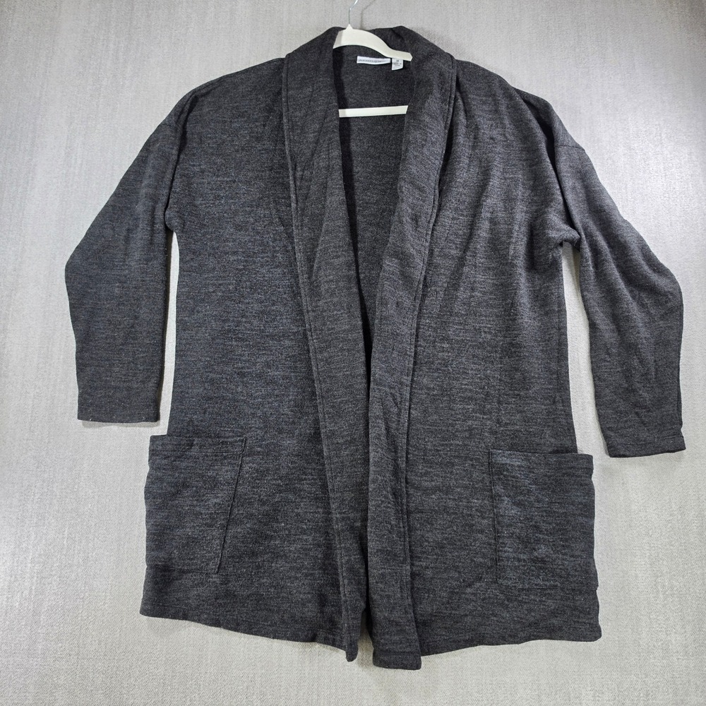 Attitudes by Renee Cardigan Women 1X Grey Open Front Shawl Collar Pockets